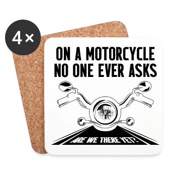 On A Motorcycle No One Ever Asks Motorcyclist Moto - Untersetzer (4er-Set) - Weiß - Vorne