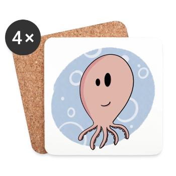 Meer / Sommer / Krake / Oktopus / Tintenfisch - Untersetzer (4er-Set) - Weiß - Vorne