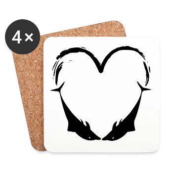 Delfin Design Delfine Liebe - Untersetzer (4er-Set) - Weiß - Vorne