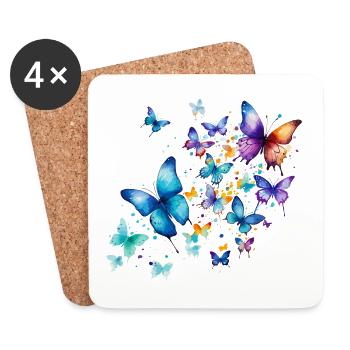 Papillons Coloré Coloré Belle Art Nature - Dessous de verre (lot de 4) - blanc - Devant