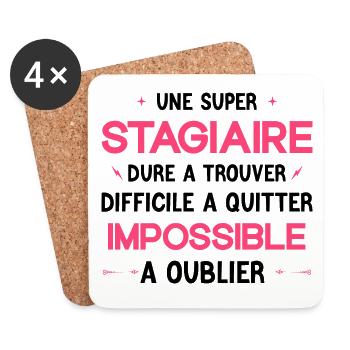 Super Stagiaire - Cadeau de Depart - Dessous de verre (lot de 4) - blanc - Devant
