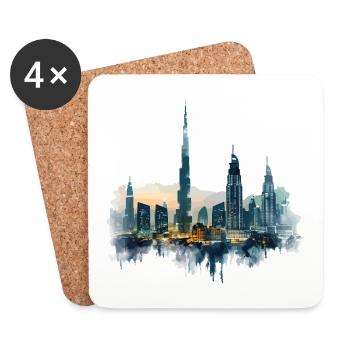 Dubai Skyline Sommer Sonne Palmen Strand Meer - Untersetzer (4er-Set) - Weiß - Vorne