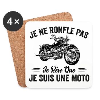 Ich schnarche nicht, ich träume, ich bin ein Motorrad - Untersetzer (4er-Set) - Weiß - Vorne