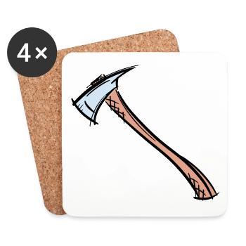 Axe Drawing / Fireman's Axe. Fireman. - Coasters (set of 4) - white - Front