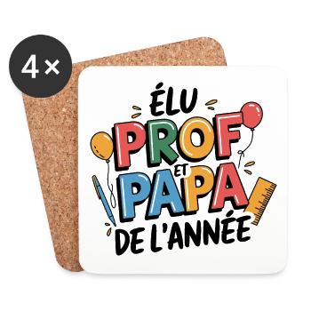 Elu prof et papa de l'année - Dessous de verre (lot de 4) - blanc - Devant