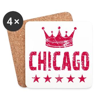 Chicago Krone Sterne - Untersetzer (4er-Set) - Weiß - Vorne