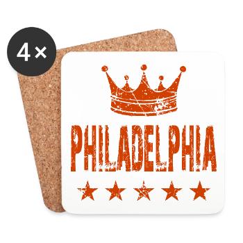 Philadelphia Krone Sterne - Untersetzer (4er-Set) - Weiß - Vorne