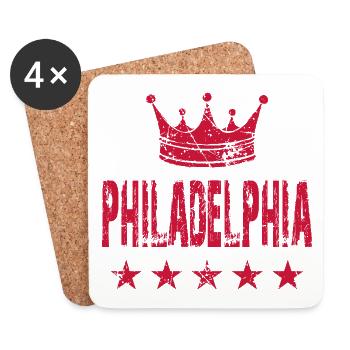 Philadelphia Krone Sterne - Untersetzer (4er-Set) - Weiß - Vorne