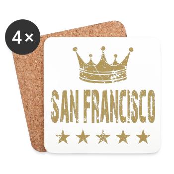 Étoiles de la couronne de San Francisco - Dessous de verre (lot de 4) - blanc - Devant