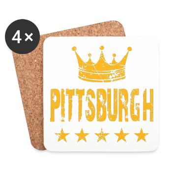 Étoiles de la couronne de Pittsburgh - Dessous de verre (lot de 4) - blanc - Devant