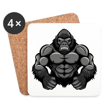 Musculation Gorilla Muscles Musculation - Dessous de verre (lot de 4) - blanc - Devant