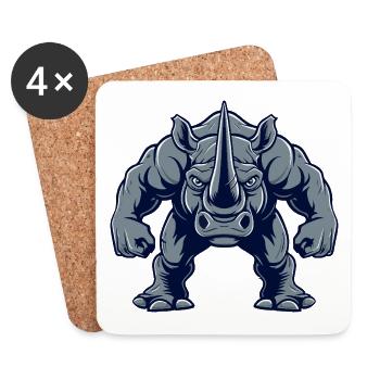 Musculation Rhino Muscles Musculation - Dessous de verre (lot de 4) - blanc - Devant