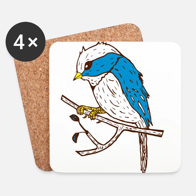 Vogel Illustration Niedlich - Untersetzer (4er-Set) - Weiß