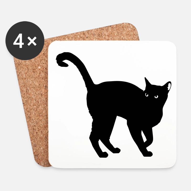 black cat silhouette - black cat silhouette - Coasters (set of 4) - white