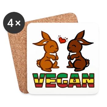 Lapins Vegan / Vegan / Lapin / Vegan - Dessous de verre (lot de 4) - blanc - Devant