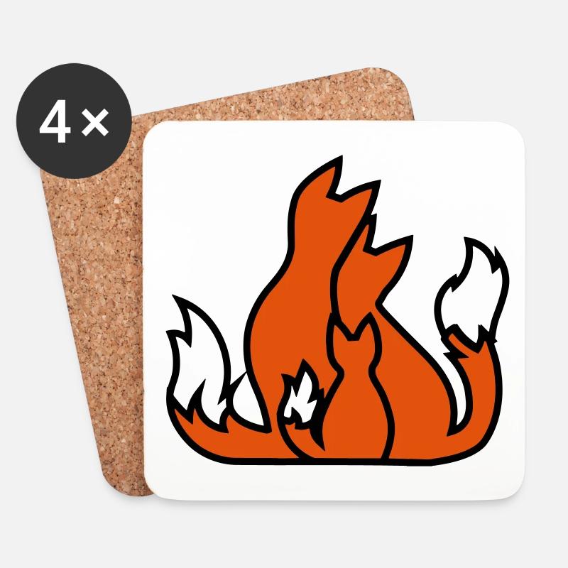 Fuchsfamilie fox family Geschenkidee gift idea - Untersetzer (4er-Set) - Weiß
