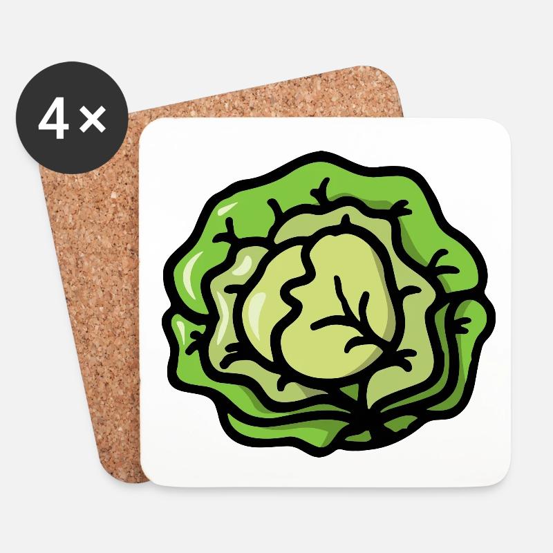 Salat Kohl Gemüse - Salad cabbage vegetable - Untersetzer (4er-Set) - Weiß