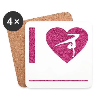 I Love Gymnastics, Gymnastics, Gymnast - Untersetzer (4er-Set) - Weiß - Vorne