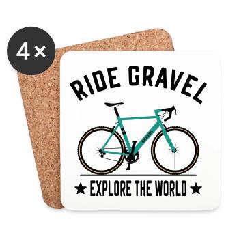 Ride Gravel Bike Explore The World Bikepacking - Coasters (set of 4) - white - Front