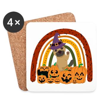 Cute German Shepherd Halloween Costume Dog - Coasters (set of 4) - white - Front