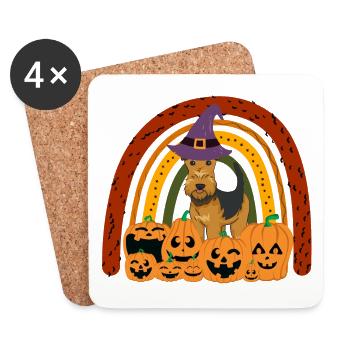Süßer Airedale Terrier Halloween Kostüm Hund - Untersetzer (4er-Set) - Weiß - Vorne