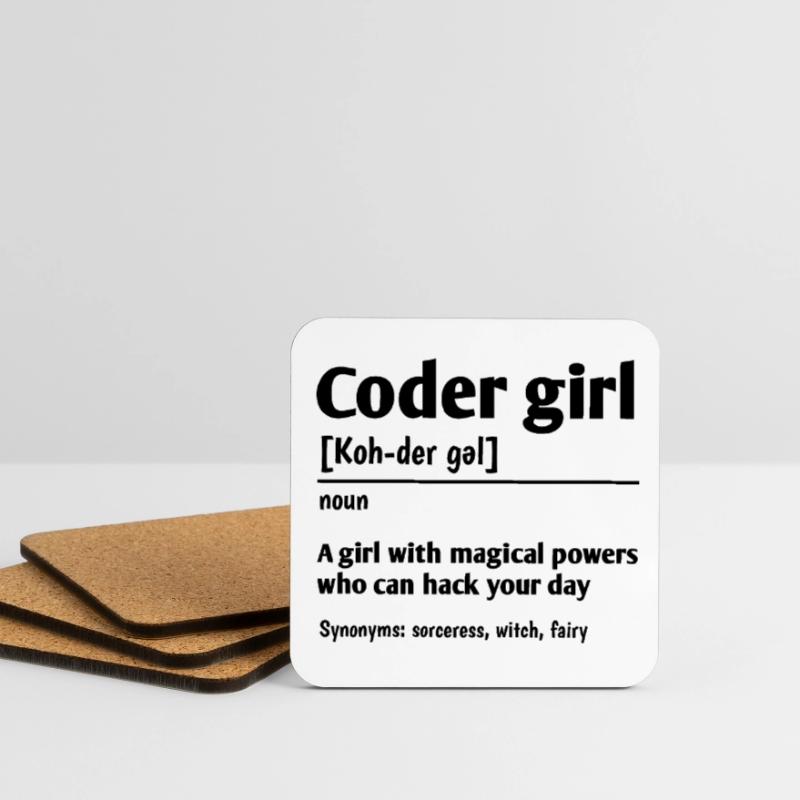 Coder Girl Definition Noun Software Developer Prog Untersetzer (4er-Set)