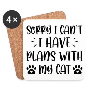 Sorry I Cant I Have Plans With My Cats Cat Owner T - Untersetzer (4er-Set) - Weiß - Vorne