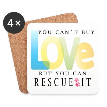 Tierliebe You can´t buy Love but you can rescue it - Untersetzer (4er-Set) - Weiß - Vorne