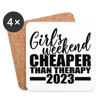 Week-end des filles moins cher que la thérapie 2023 - Dessous de verre (lot de 4) - blanc - Devant