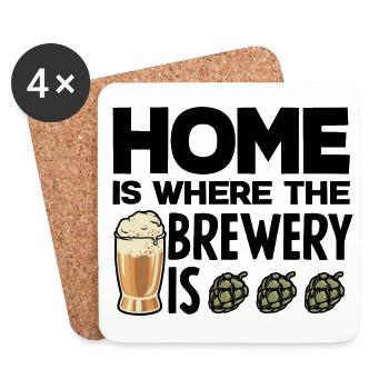 Home Is Where The Brewery Is Homebrewing Craftbeer - Untersetzer (4er-Set) - Weiß - Vorne