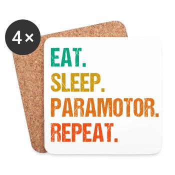 Eat Sleep Paramotor Repeat Paragliding Parachute P - Untersetzer (4er-Set) - Weiß - Vorne