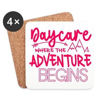 Daycare Where The Adventure Begins Babysit Teacher - Untersetzer (4er-Set) - Weiß - Vorne