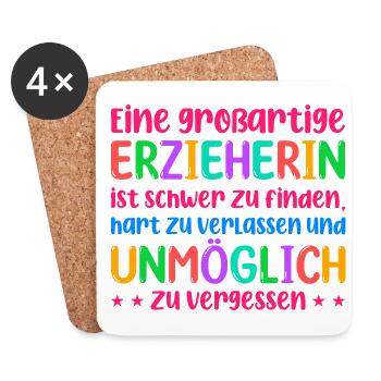 Eine Großartige Erzieherin Ist Schwer Zu Finden Ki - Untersetzer (4er-Set) - Weiß - Vorne
