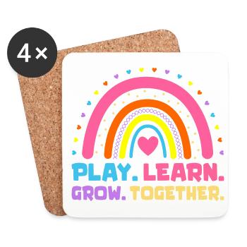 Play Learn Grow Together Daycare Provider Babysit - Untersetzer (4er-Set) - Weiß - Vorne