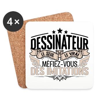 Dessinateur cadeau Dessinateur le vrai Dessinateur - Dessous de verre (lot de 4) - blanc - Devant