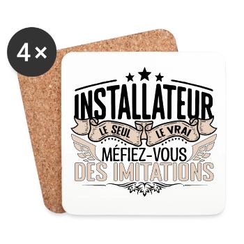 Installateur cadeau Installateur le vrai Installat - Dessous de verre (lot de 4) - blanc - Devant