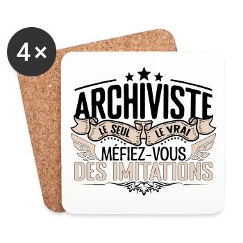 Archiviste cadeau Archiviste le vrai Archiviste - Dessous de verre (lot de 4) - blanc - Devant