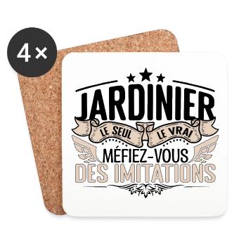 Jardinier cadeau Jardinier le vrai Jardinier - Dessous de verre (lot de 4) - blanc - Devant