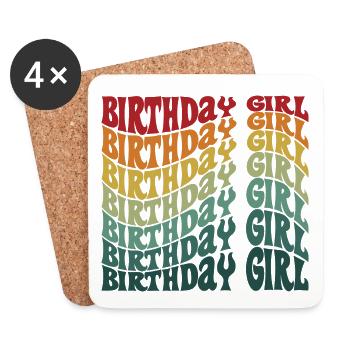 Anniversaire Fille Groovy Rétro Vintage Anniversaire - Dessous de verre (lot de 4) - blanc - Devant