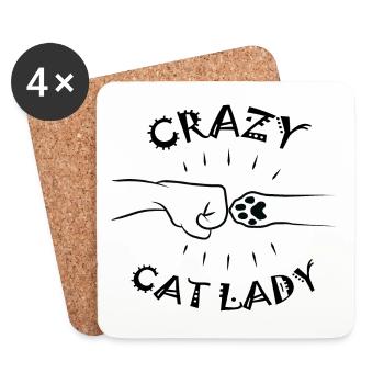 Crazy Cat Lady - Paw Fist Bump - Coasters (set of 4) - white - Front