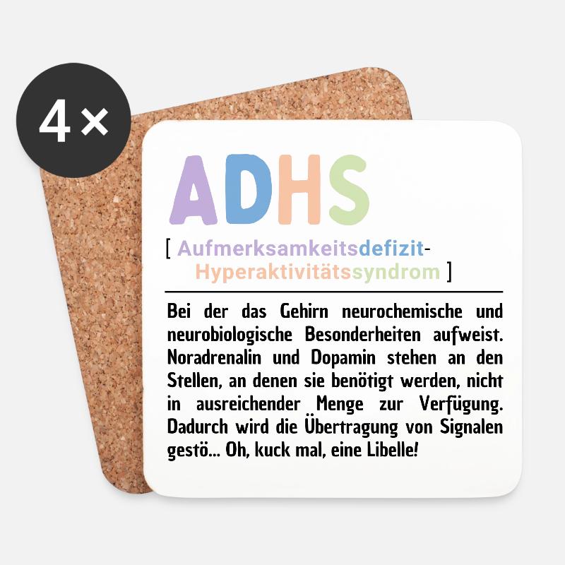 Humorvolle Definition von ADHS - Untersetzer (4er-Set) - Weiß