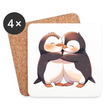 Pingouin Coeur Amour Mignon Câlin Pingouin Amour - Dessous de verre (lot de 4) - blanc - Devant