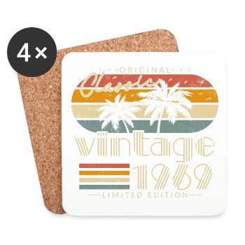 Vintage 1969 rétro Vintage cadeau d’anniversaire - Dessous de verre (lot de 4) - blanc - Devant