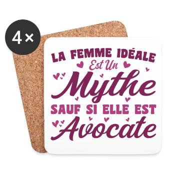 Femme Idéale est Avocate - Cadeau Humour Avocate - Dessous de verre (lot de 4) - blanc - Devant