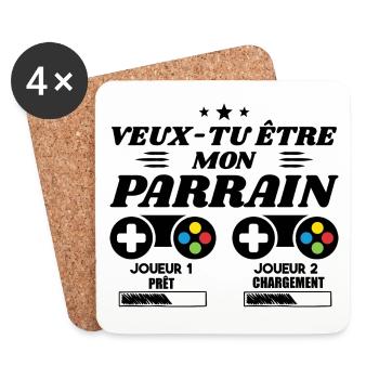 Do you want to be my godfather, Gamer godfather request - Coasters (set of 4) - white - Front