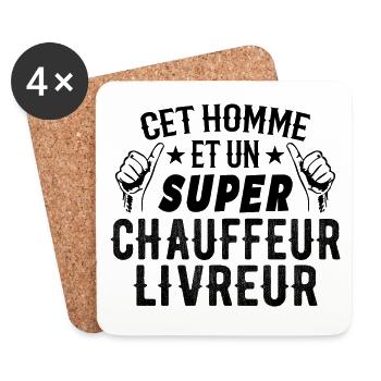 Chauffeur Livreur Drôle Cadeau Cet Homme Livreur - Dessous de verre (lot de 4) - blanc - Devant