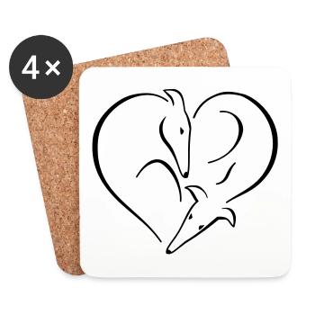 Greyhound Heart Path - Coasters (set of 4) - white - Front