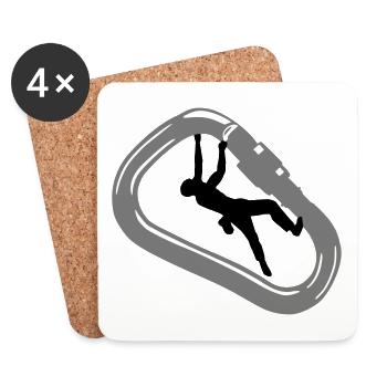 Climber and Carabiner - Coasters (set of 4) - white - Front