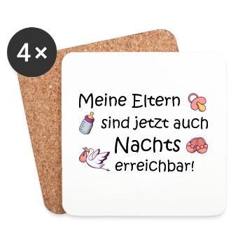 Meine Eltern sind jetzt auch Nachts erreichbar - Untersetzer (4er-Set) - Weiß - Vorne