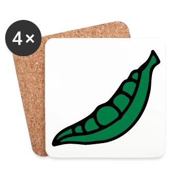 Erbsen Pea pois - Bohne - Untersetzer (4er-Set) - Weiß - Vorne